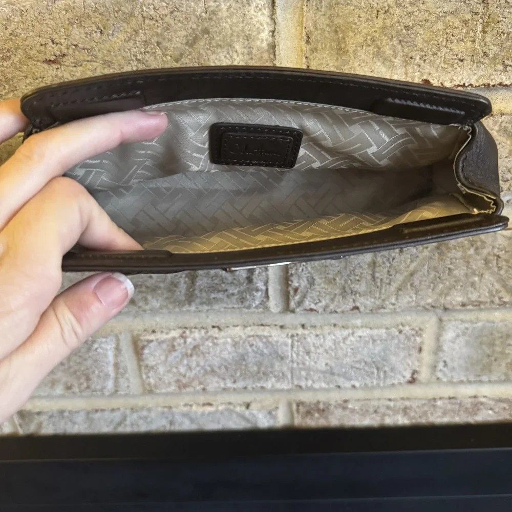 Cole Haan Pebbled Leather - Magnetic Closure - Clutch Bag Small, Brown